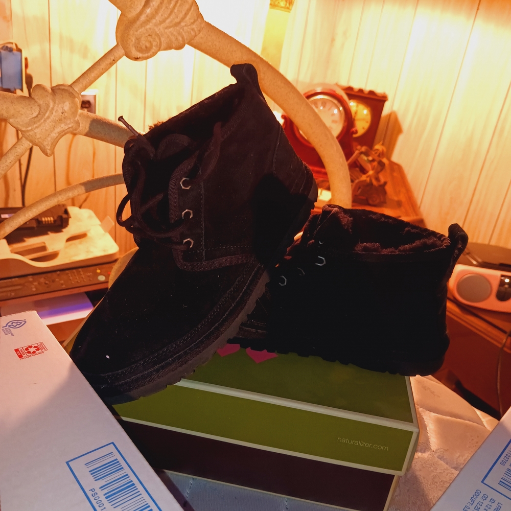 UGG Black Suede Lace-Up Boots